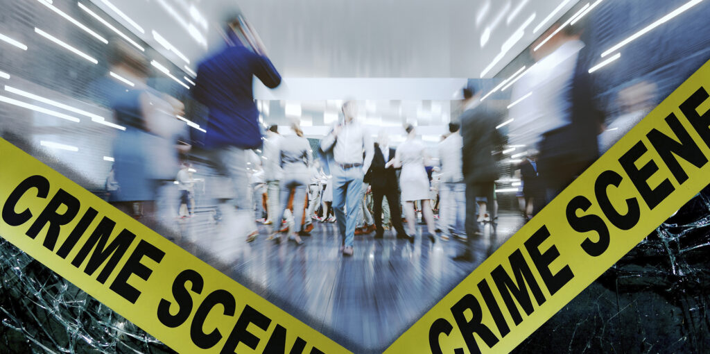 Crime scene representing active assailant insurance